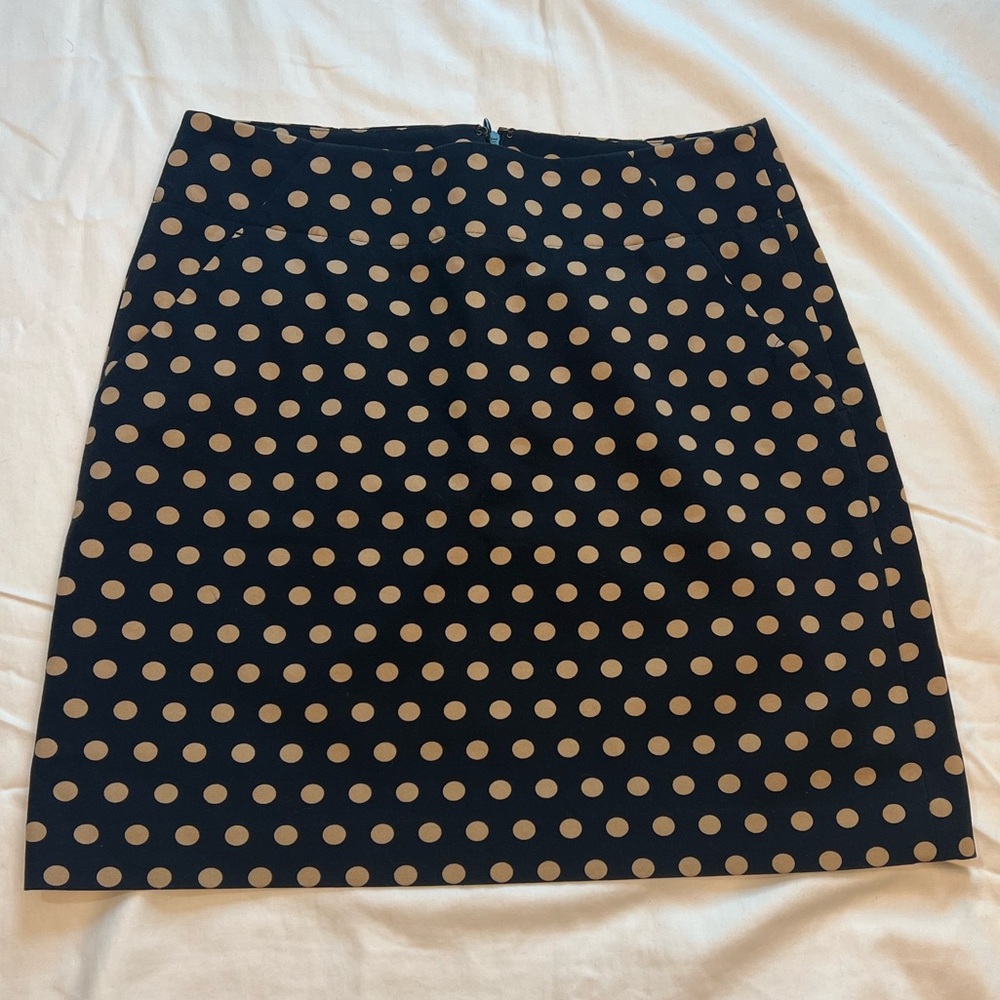 LOFT Black and Tan Polka Dot Pencil Skirt